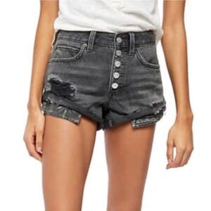 Free People Romeo Rolled Denim Cutoff Jean Shorts in Black Wash Size 31| 12